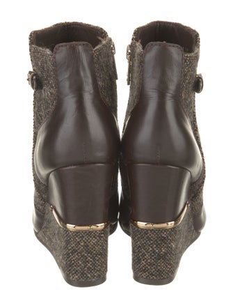 Tory Burch Leather Tweed Pattern Boots