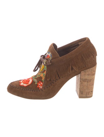 Tory Burch Suede Graphic Print Lace-Up Boots