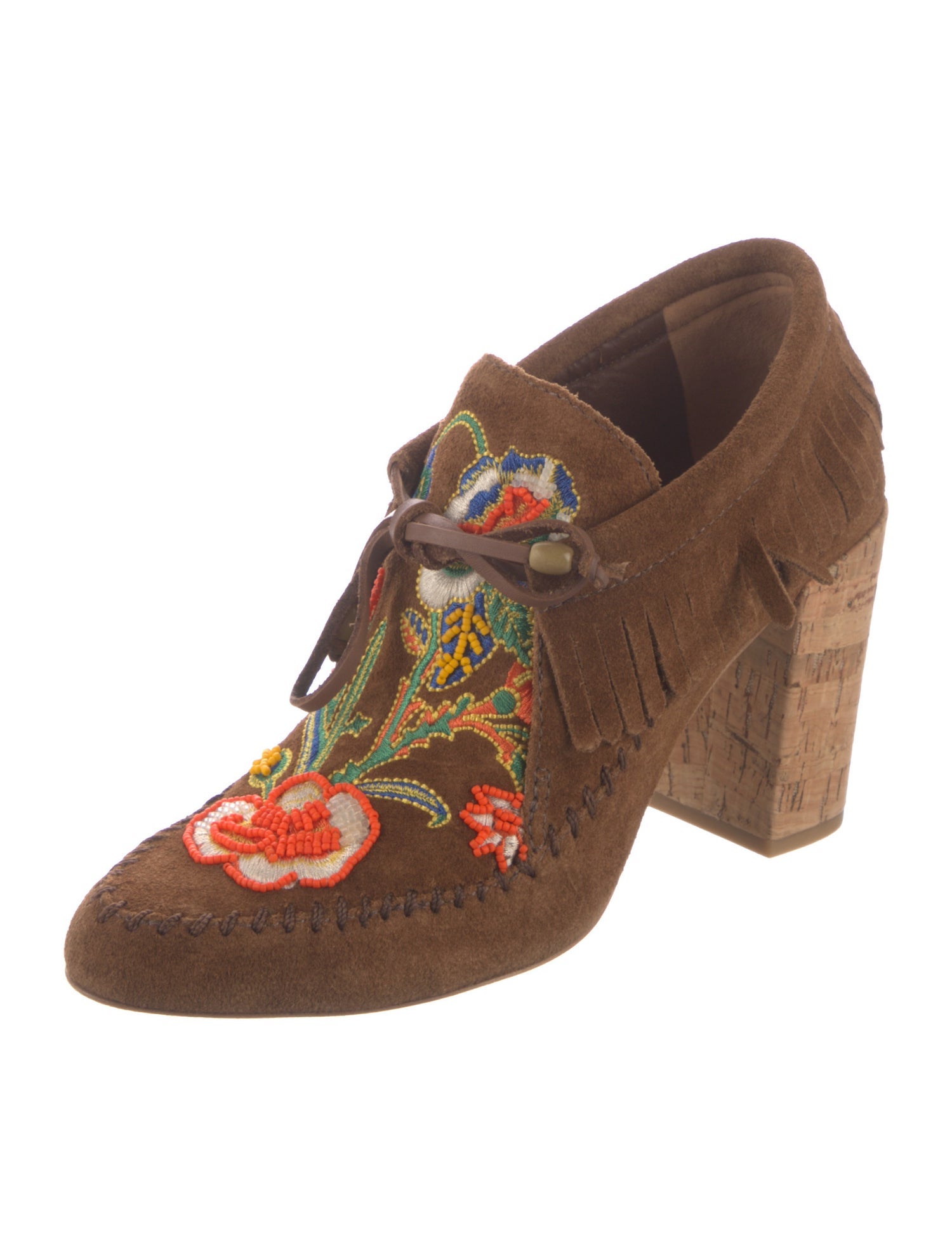 Tory Burch Suede Graphic Print Lace-Up Boots