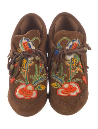 Tory Burch Suede Graphic Print Lace-Up Boots