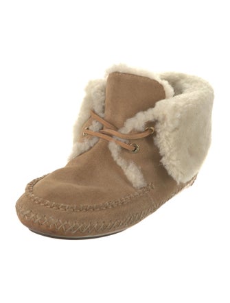 Tory Burch Suede Whipstitch Trim Lace-Up Boots