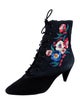 Tory Burch Suede Floral Print Lace-Up Boots