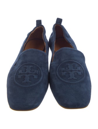 Tory Burch Suede Embroidered Accent Loafers