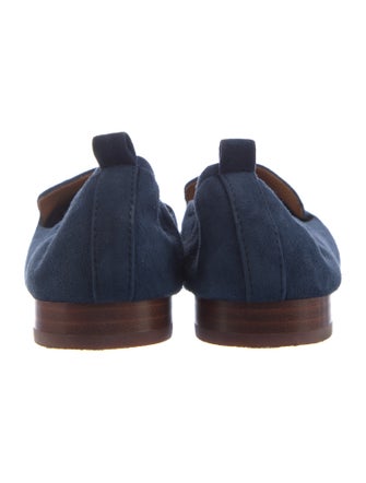 Tory Burch Suede Embroidered Accent Loafers