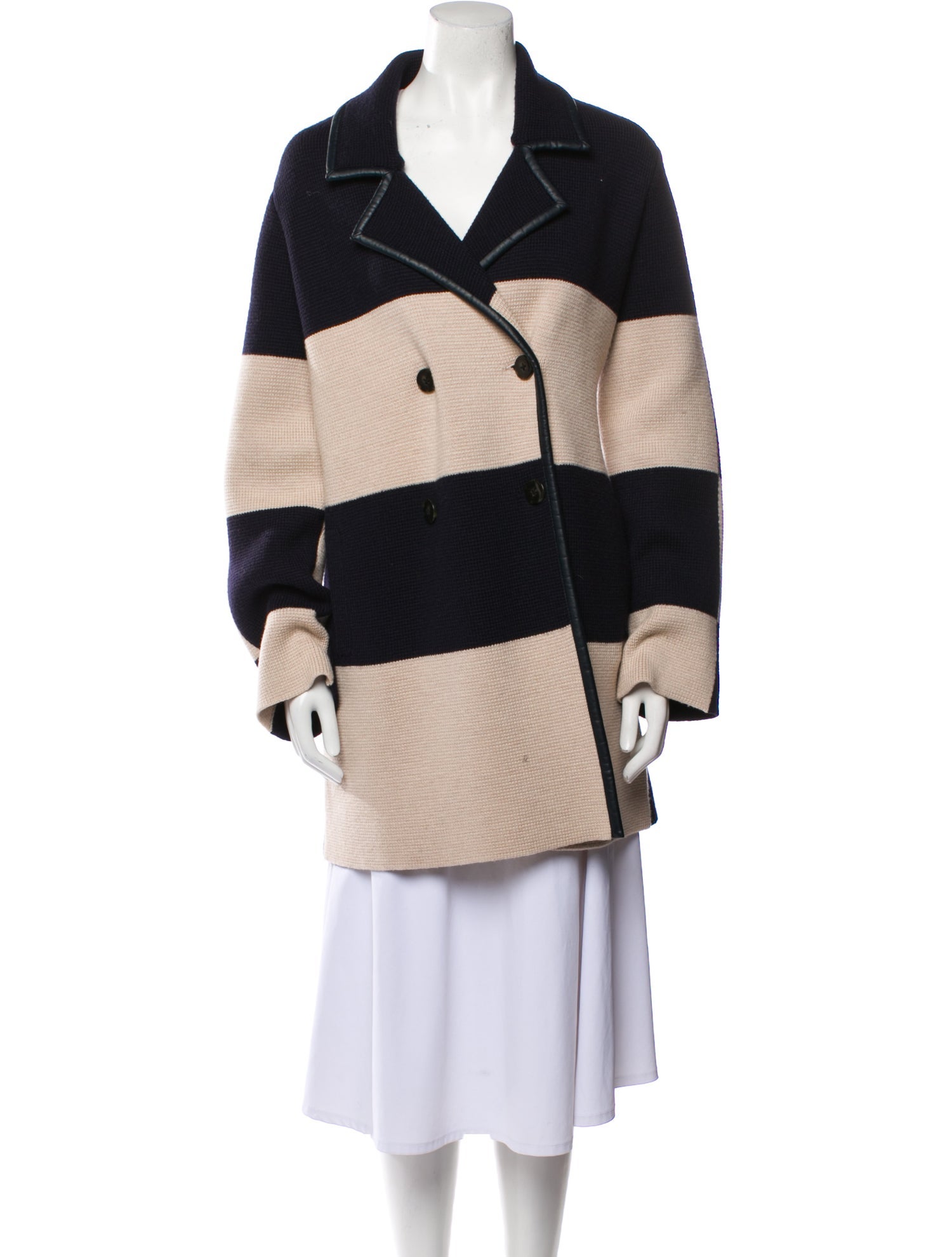 Tory Burch Merino Wool Colorblock Pattern Coat