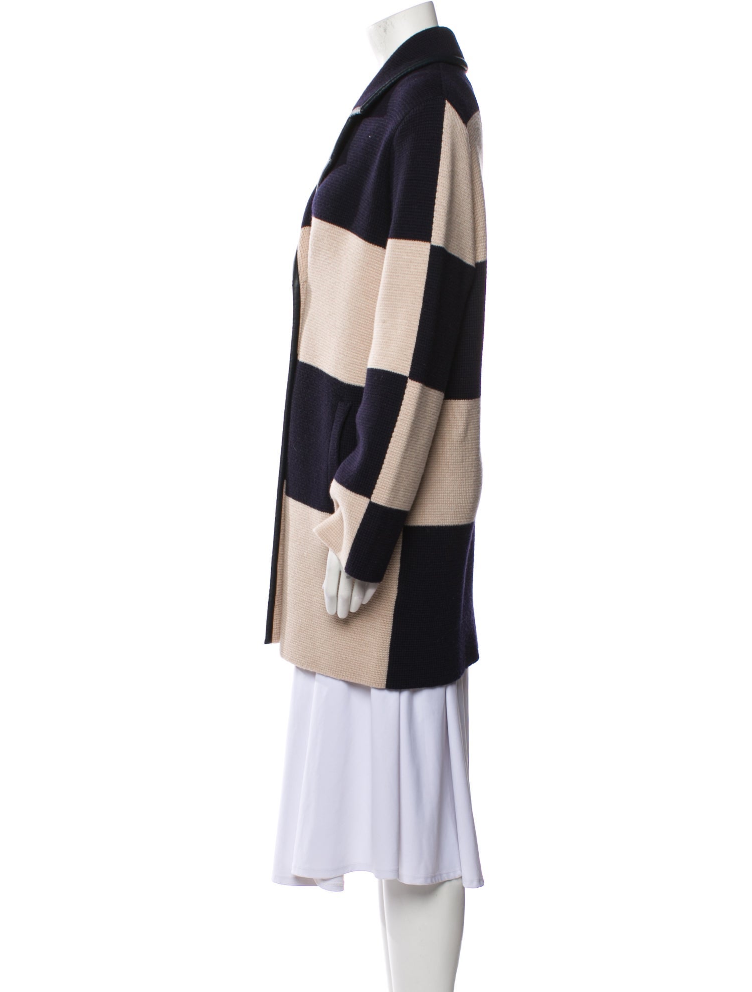 Tory Burch Merino Wool Colorblock Pattern Coat