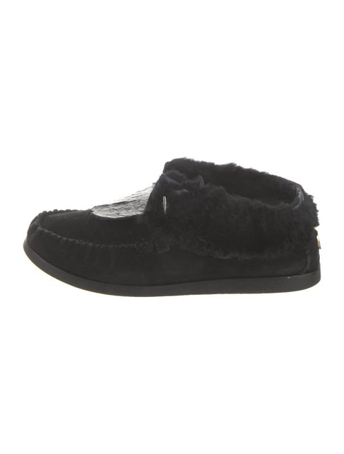 Tory Burch Suede Fur Trim Moccasins