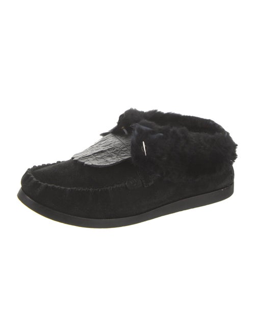 Tory Burch Suede Fur Trim Moccasins