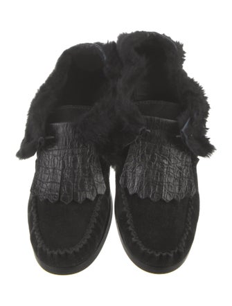 Tory Burch Suede Fur Trim Moccasins