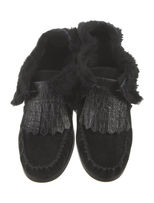 Tory Burch Suede Fur Trim Moccasins