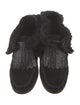 Tory Burch Suede Fur Trim Moccasins
