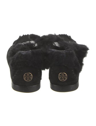 Tory Burch Suede Fur Trim Moccasins