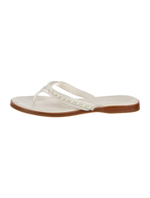 Tory Burch Leather Chain-Link Accents Slides