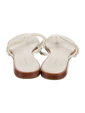 Tory Burch Leather Chain-Link Accents Slides