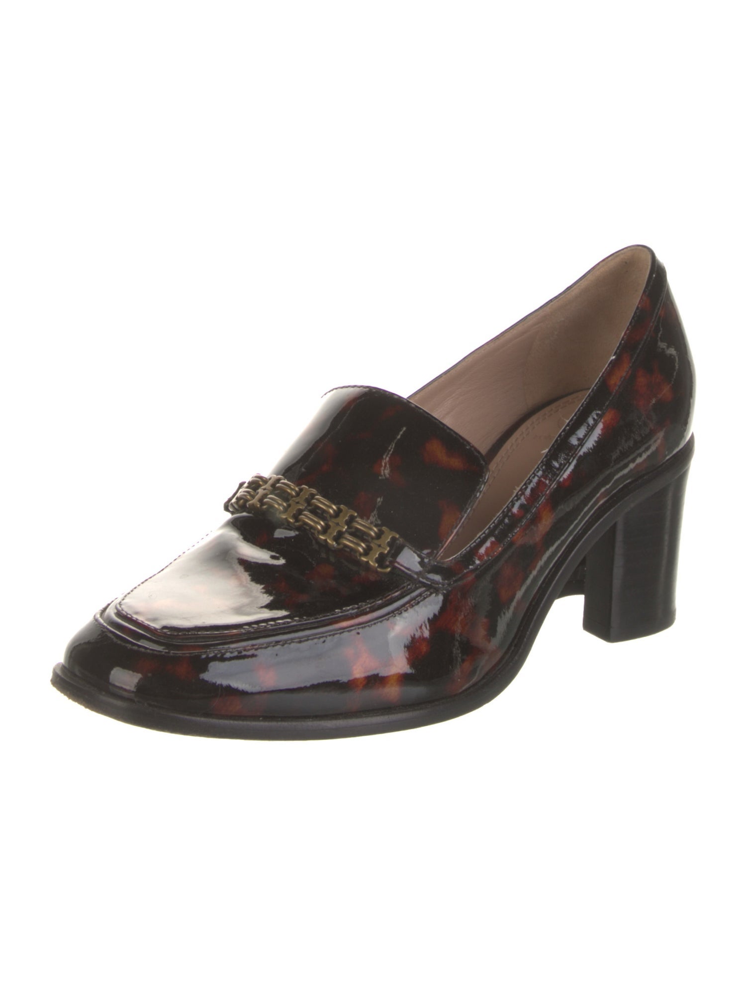 Tory Burch Patent Leather Chain-Link Accents Pumps