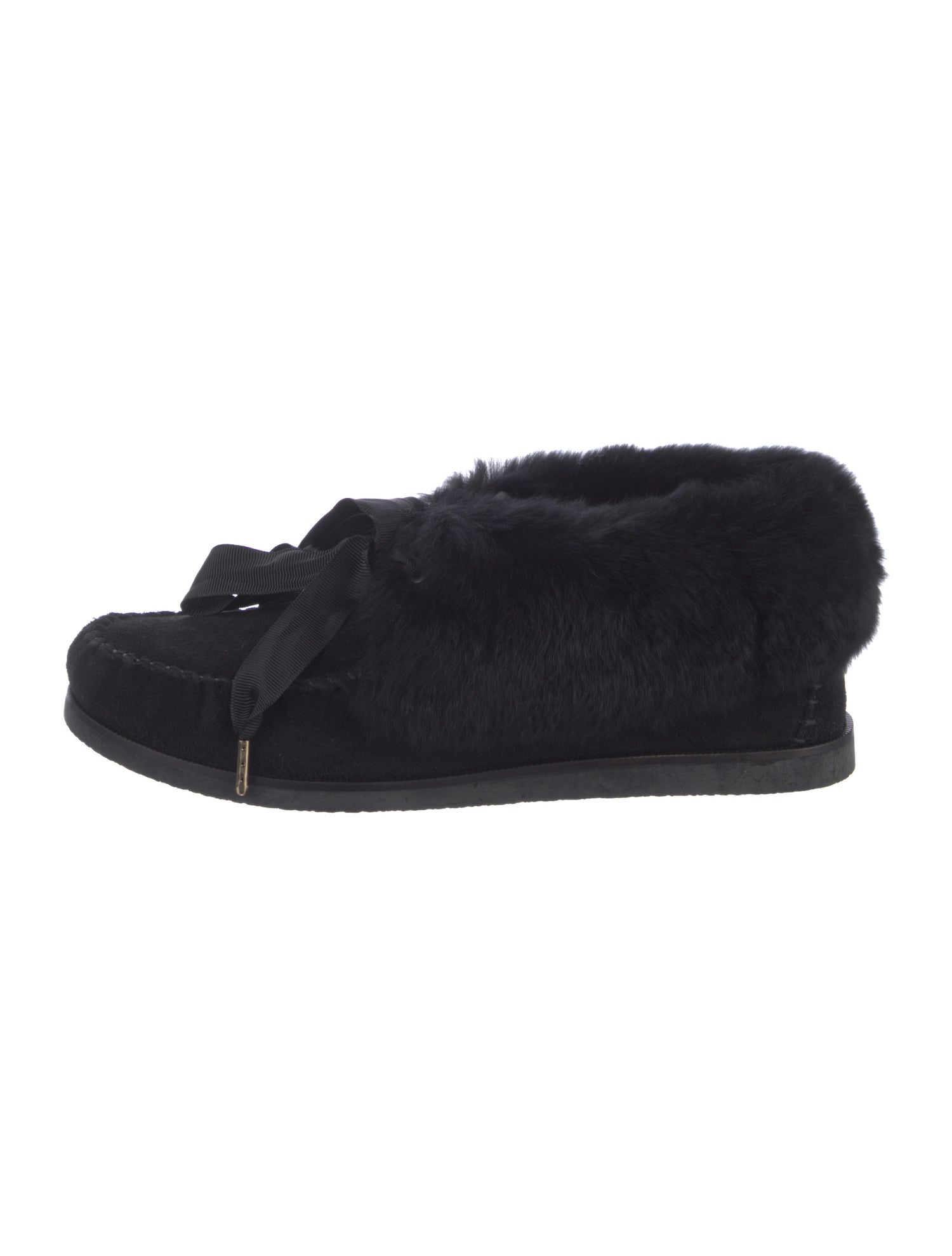 Tory Burch Suede Fur Trim Moccasins