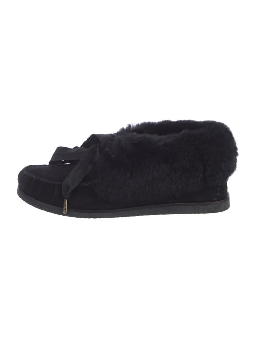 Tory Burch Suede Fur Trim Moccasins