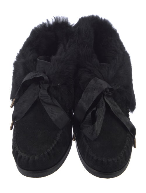 Tory Burch Suede Fur Trim Moccasins