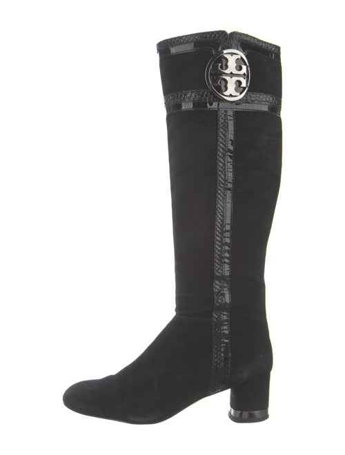 Tory Burch Suede Leather Trim Embellishment Riding Boots