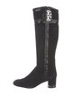 Tory Burch Suede Leather Trim Embellishment Riding Boots