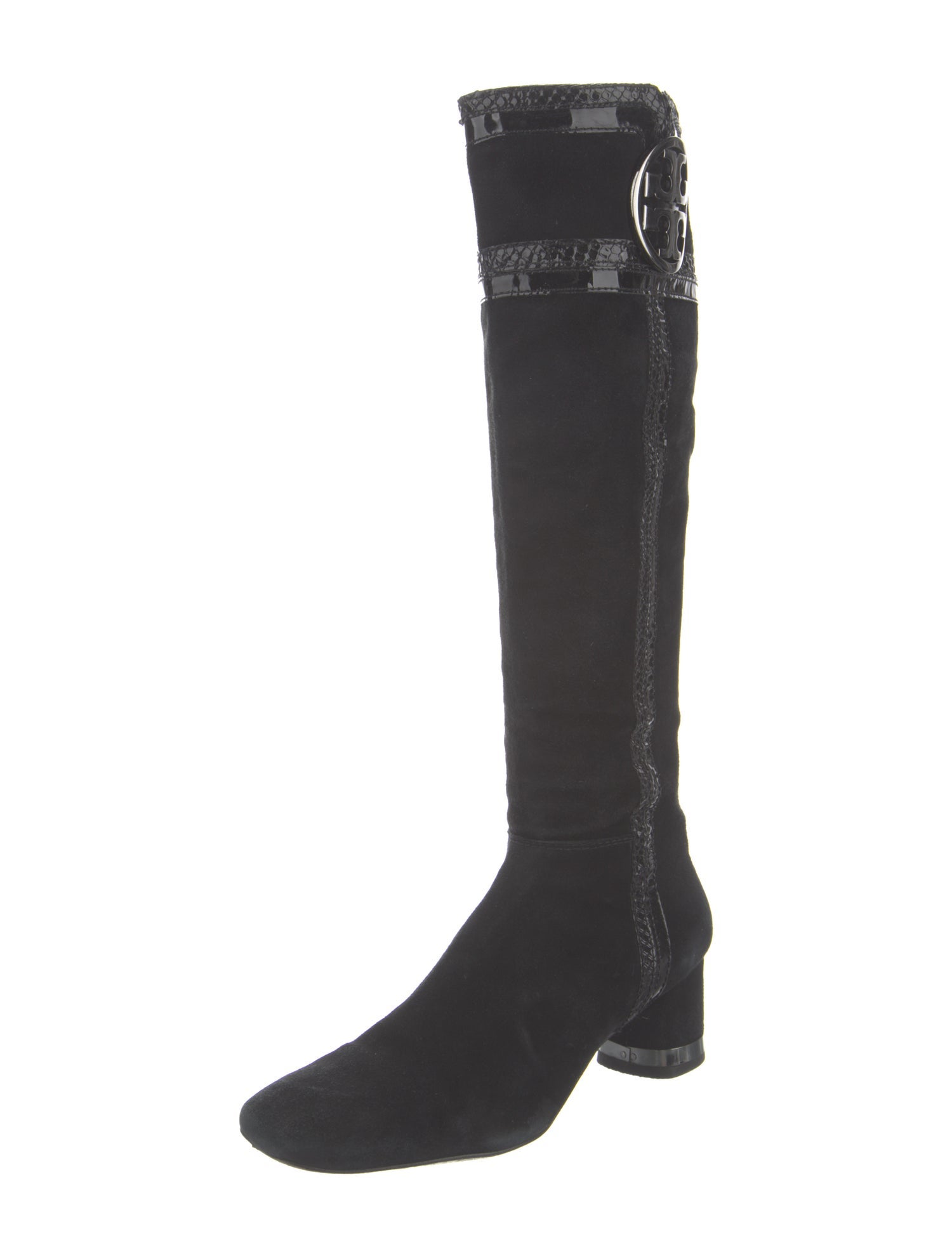 Tory Burch Suede Leather Trim Embellishment Riding Boots