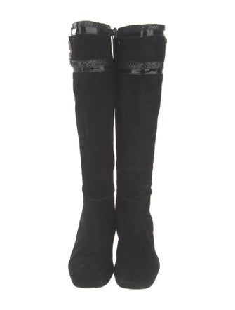 Tory Burch Suede Leather Trim Embellishment Riding Boots