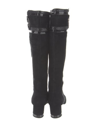 Tory Burch Suede Leather Trim Embellishment Riding Boots