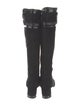 Tory Burch Suede Leather Trim Embellishment Riding Boots