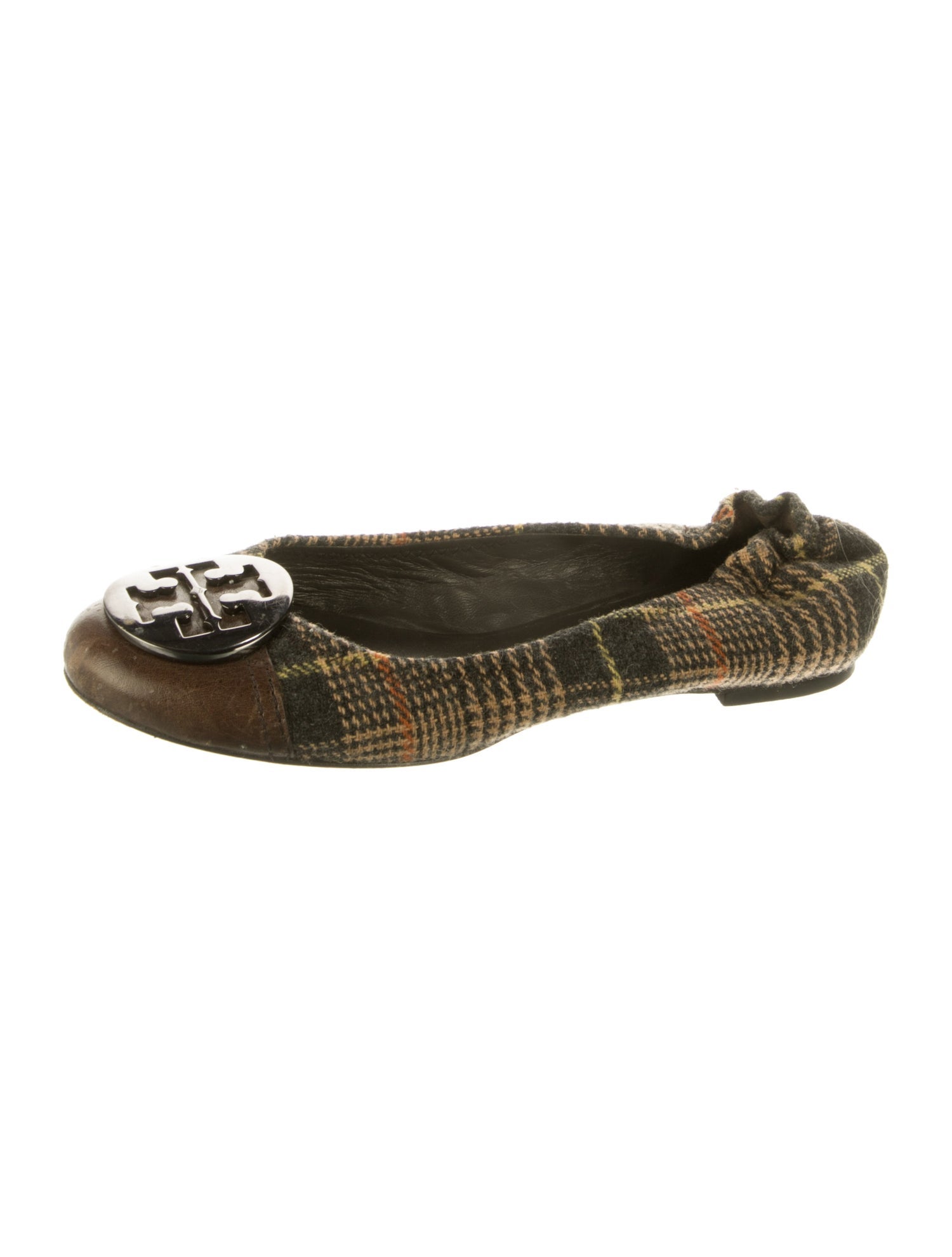 Tory Burch Leather Houndstooth Print Ballet Flats