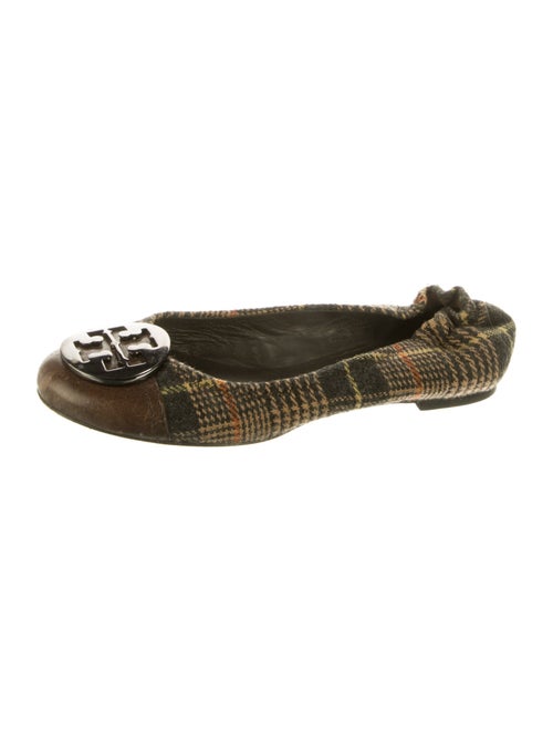 Tory Burch Leather Houndstooth Print Ballet Flats