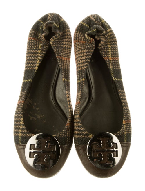 Tory Burch Leather Houndstooth Print Ballet Flats