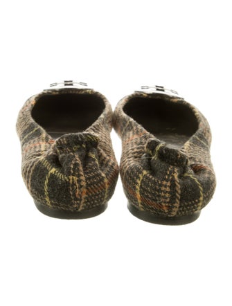 Tory Burch Leather Houndstooth Print Ballet Flats