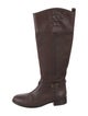 Tory Burch Leather Embroidered Accent Riding Boots