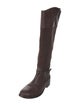 Tory Burch Leather Embroidered Accent Riding Boots