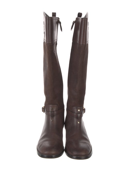 Tory Burch Leather Embroidered Accent Riding Boots