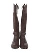 Tory Burch Leather Embroidered Accent Riding Boots