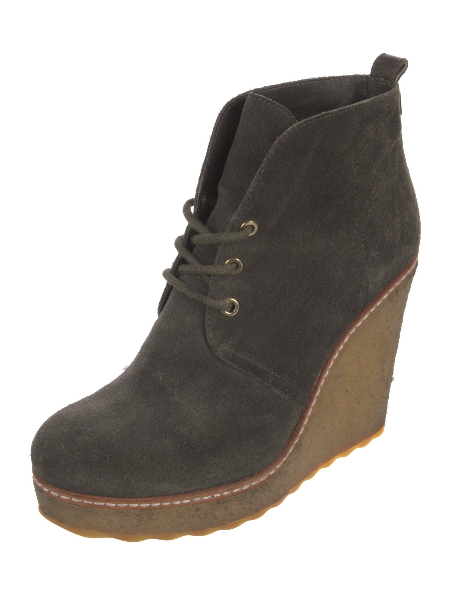 Tory Burch Signature Logo Suede Lace-Up Boots