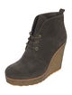 Tory Burch Signature Logo Suede Lace-Up Boots