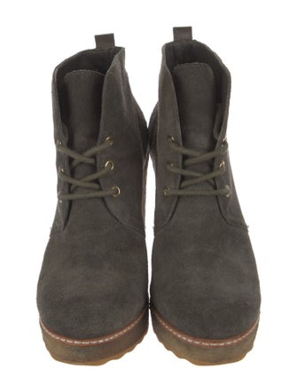 Tory Burch Signature Logo Suede Lace-Up Boots