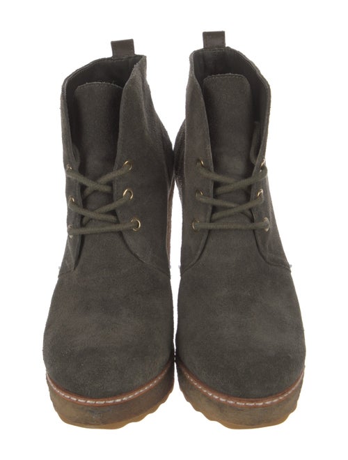 Tory Burch Signature Logo Suede Lace-Up Boots