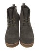 Tory Burch Signature Logo Suede Lace-Up Boots