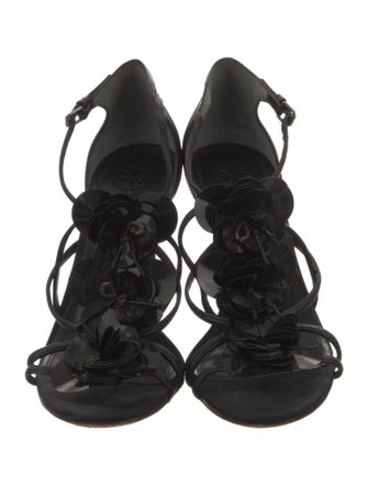 Tory Burch Satin Sequin Embellishments T-Strap Sandals