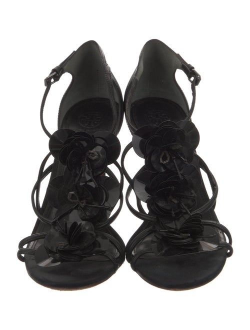 Tory Burch Satin Sequin Embellishments T-Strap Sandals