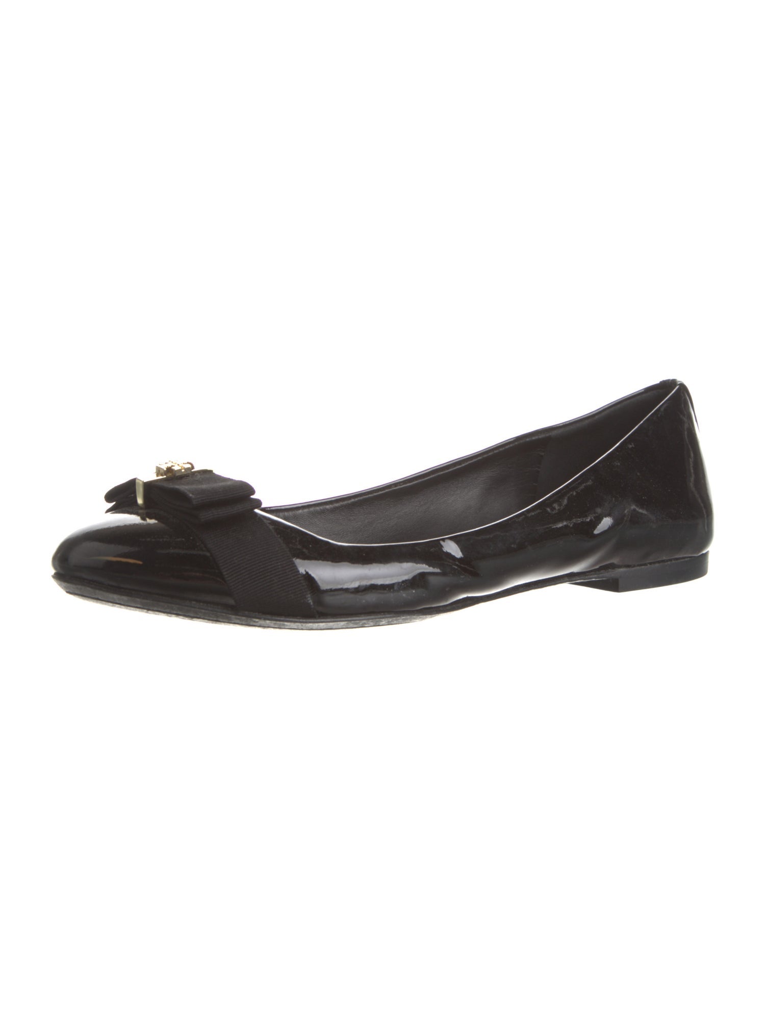 Tory Burch Signature Logo Patent Leather Ballet Flats