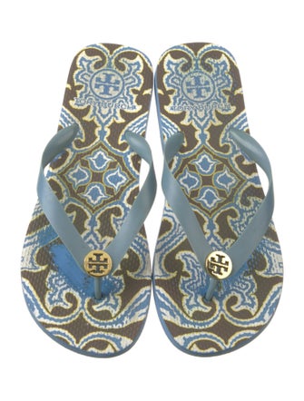 Tory Burch Leather Printed Flip Flops