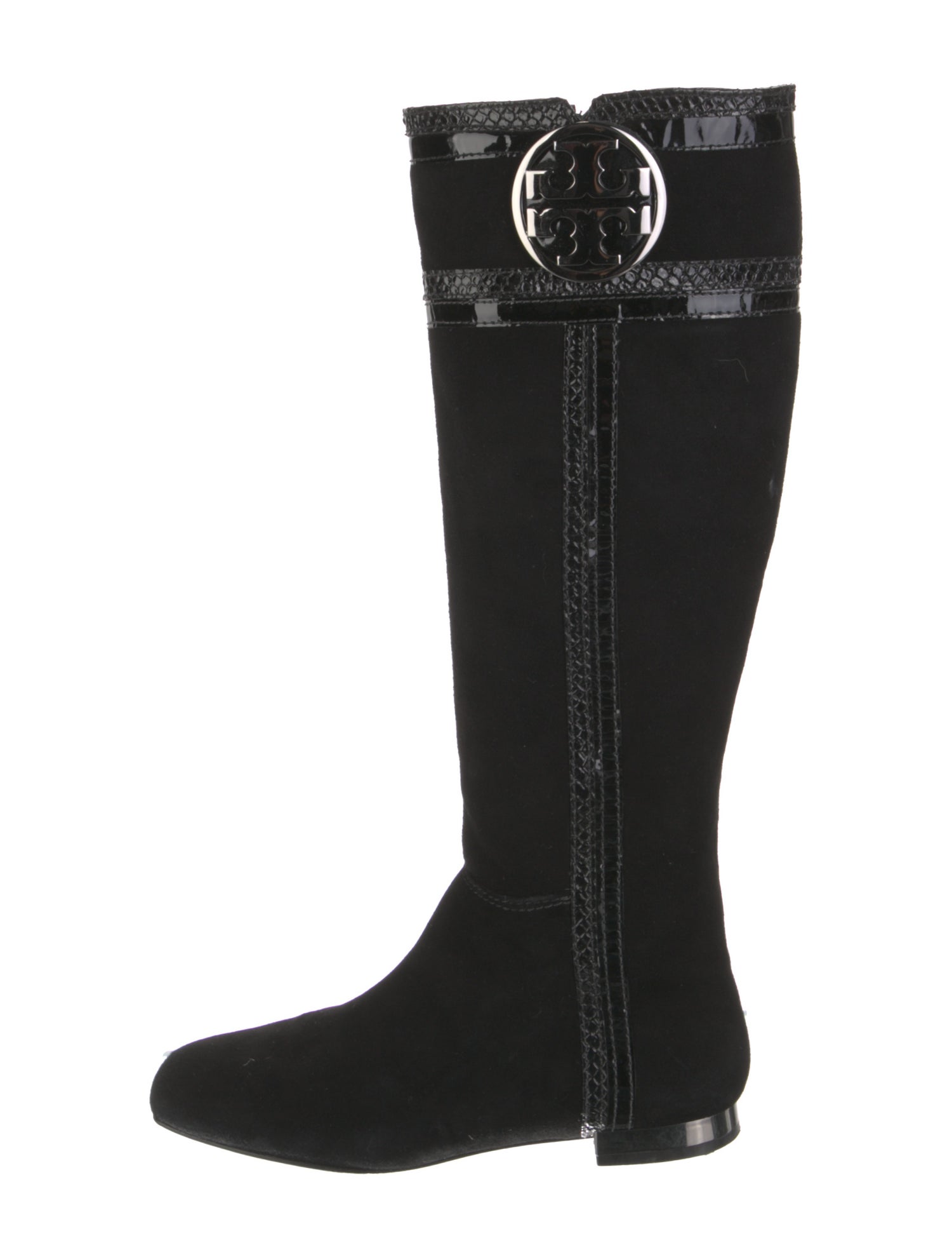 Tory Burch Suede Leather Trim Embellishment Riding Boots