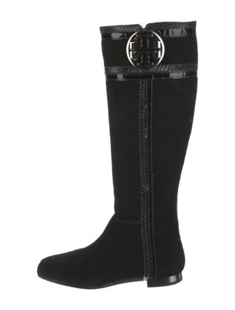 Tory Burch Suede Leather Trim Embellishment Riding Boots