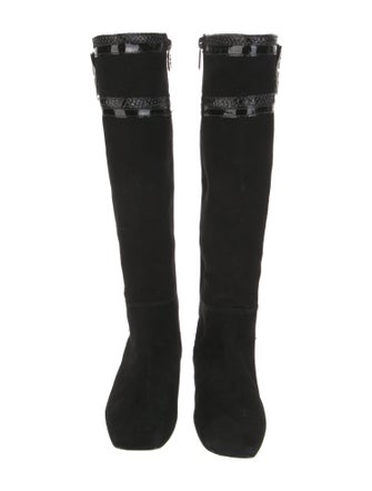 Tory Burch Suede Leather Trim Embellishment Riding Boots