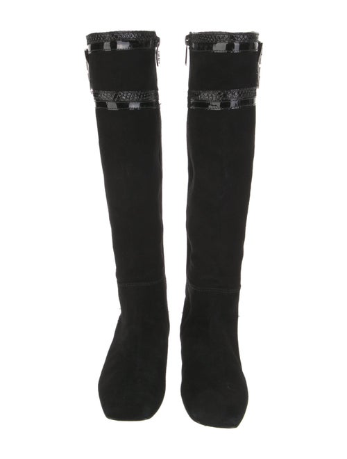 Tory Burch Suede Leather Trim Embellishment Riding Boots