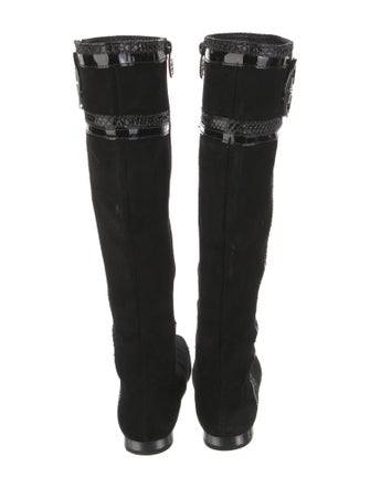 Tory Burch Suede Leather Trim Embellishment Riding Boots